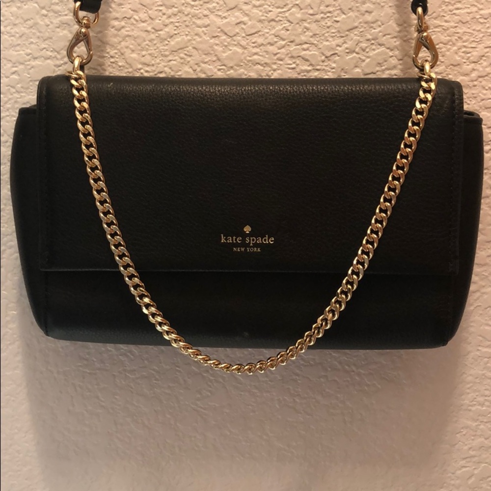 Kate Spade black purse gold chain